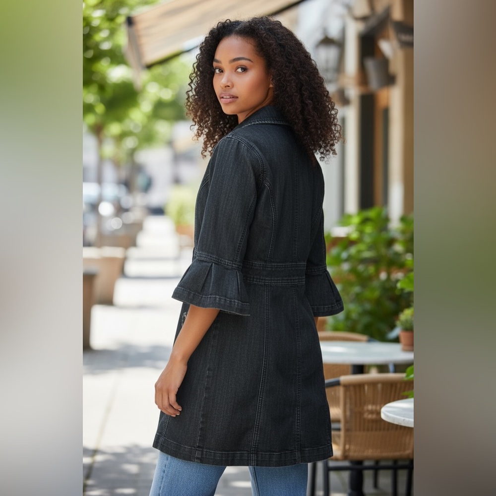 #389 Baccini Dark gray Jean Jacket with Button Accents